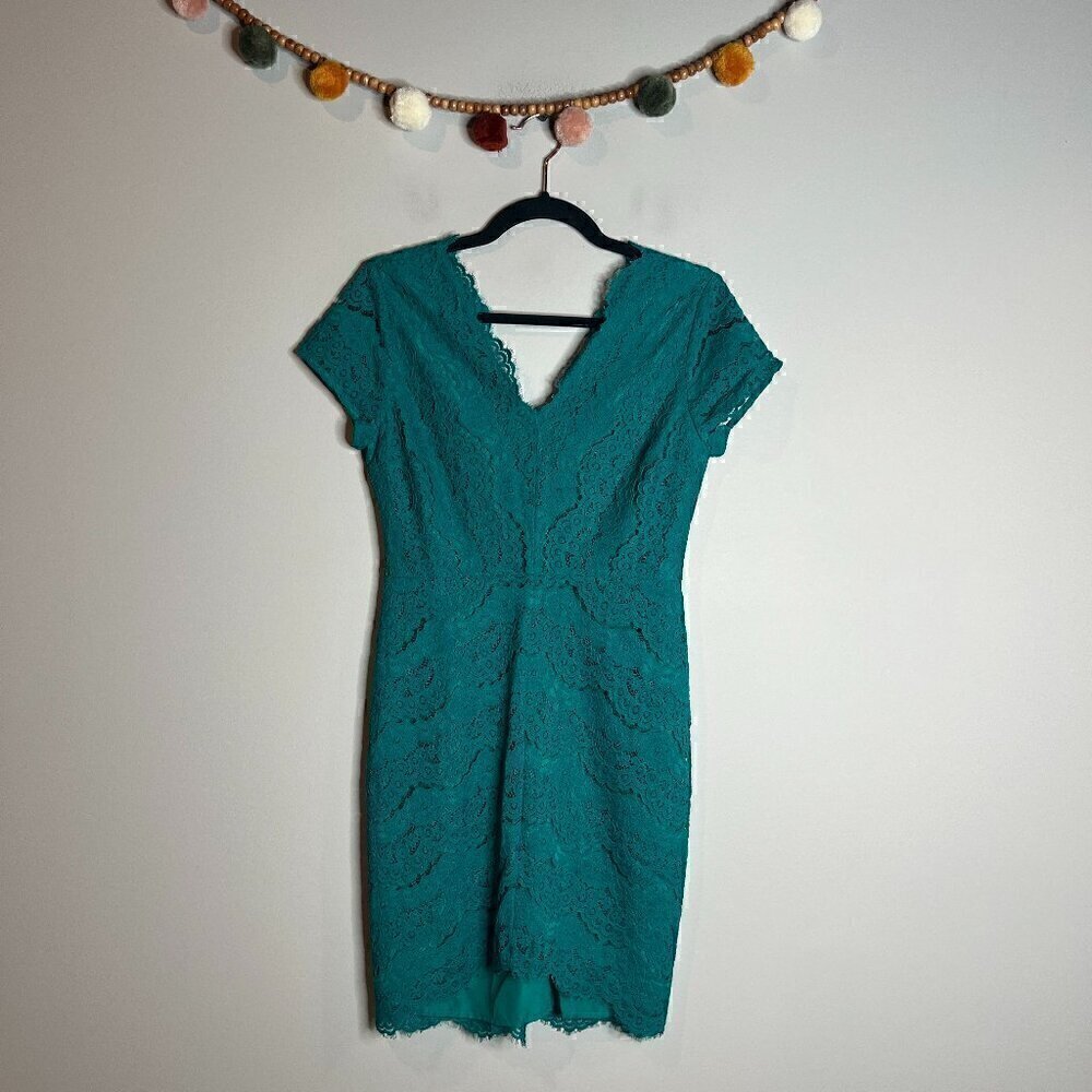 🔆 Loft teal lacy short sleeve dress